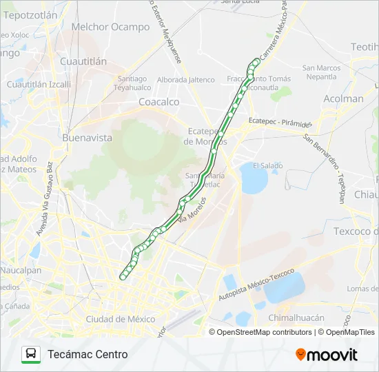 TECÁMAC CENTRO - METRO POTRERO Bus Line Map