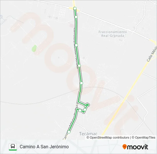 TÉCAMAC CENTRO - CAMINO A SAN JERÓNIMO Bus Line Map