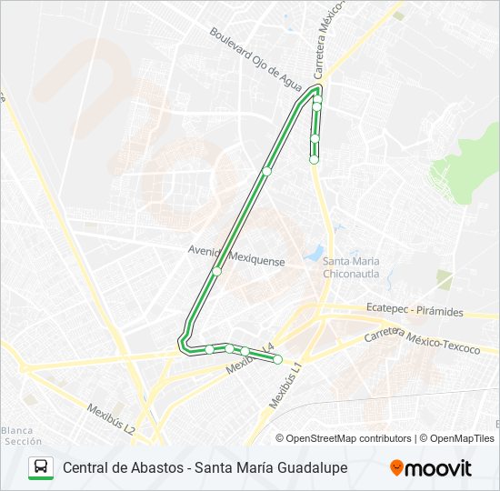 Mapa de CENTRAL DE ABASTOS - SANTA MARÍA GUADALUPE de autobús