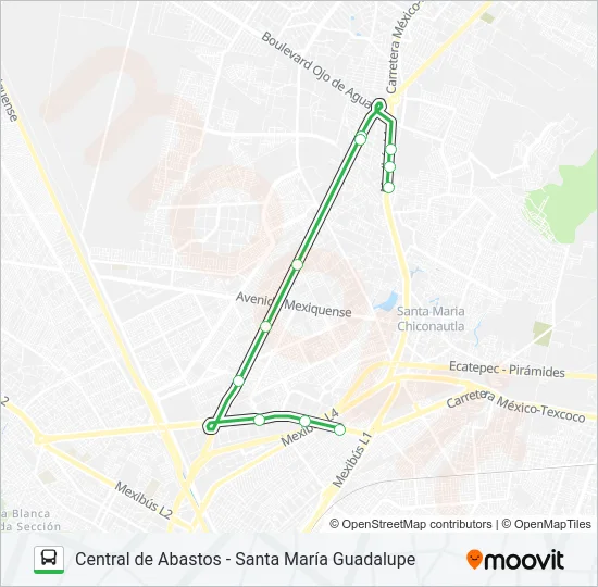 CENTRAL DE ABASTOS - SANTA MARÍA GUADALUPE Bus Line Map