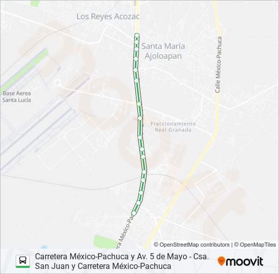 CARRETERA MÉXICO-PACHUCA Y AV. 5 DE MAYO - CSA. SAN JUAN Y CARRETERA MÉXICO-PACHUCA bus Line Map