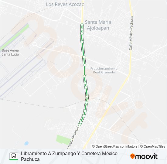 S. FELIPE Y CARRETERA MÉXICO-PACHUCA - LIBRAMIENTO A ZUMPANGO Y CARRETERA MÉXICO-PACHUCA bus Line Map