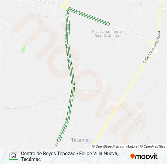 CENTRO DE REYES TEPOZÁC - FELIPE VILLA NUEVA, TECÁMAC Bus Line Map