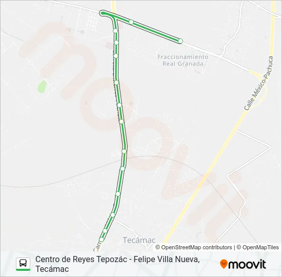 CENTRO DE REYES TEPOZÁC - FELIPE VILLA NUEVA, TECÁMAC Bus Line Map
