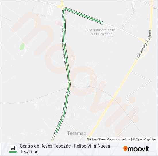 CENTRO DE REYES TEPOZÁC - FELIPE VILLA NUEVA, TECÁMAC bus Line Map