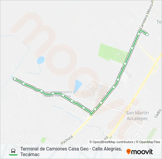 TERMINAL DE CAMIONES CASA GEO - CALLE ALEGRÍAS, TECÁMAC Bus Line Map