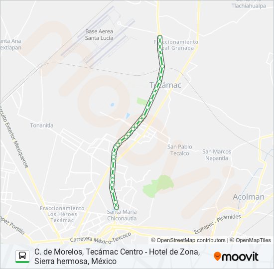 C. DE MORELOS, TECÁMAC CENTRO - HOTEL DE ZONA, SIERRA HERMOSA, MÉXICO bus Line Map