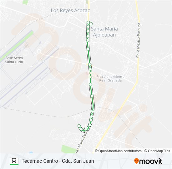 TECÁMAC CENTRO - CDA. SAN JUAN Bus Line Map