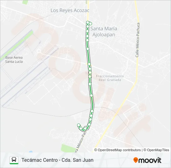 TECÁMAC CENTRO - CDA. SAN JUAN Bus Line Map