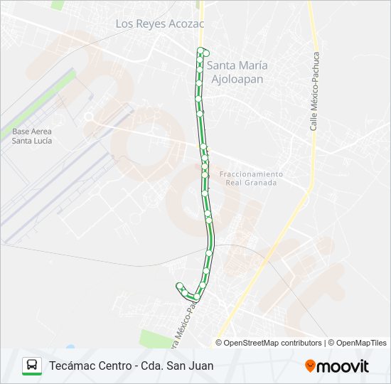 TECÁMAC CENTRO - CDA. SAN JUAN Bus Line Map