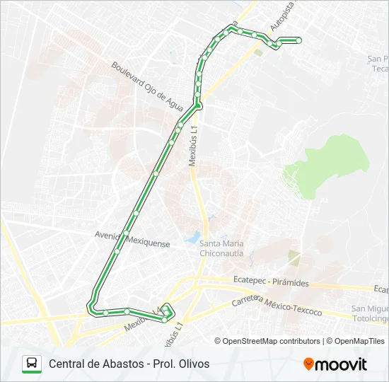 CENTRAL DE ABASTOS - PROL. OLIVOS Bus Line Map