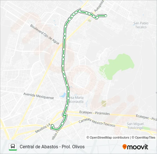 CENTRAL DE ABASTOS - PROL. OLIVOS Bus Line Map