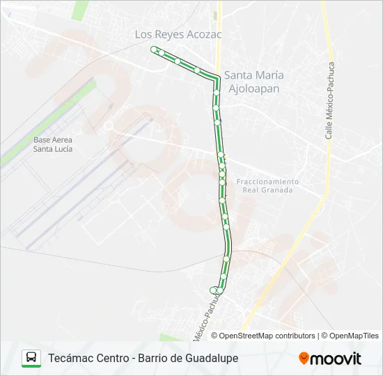 TECÁMAC CENTRO - BARRIO DE GUADALUPE Bus Line Map