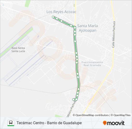 TECÁMAC CENTRO - BARRIO DE GUADALUPE bus Line Map