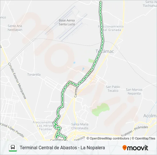 TERMINAL CENTRAL DE ABASTOS - LA NOPALERA Bus Line Map