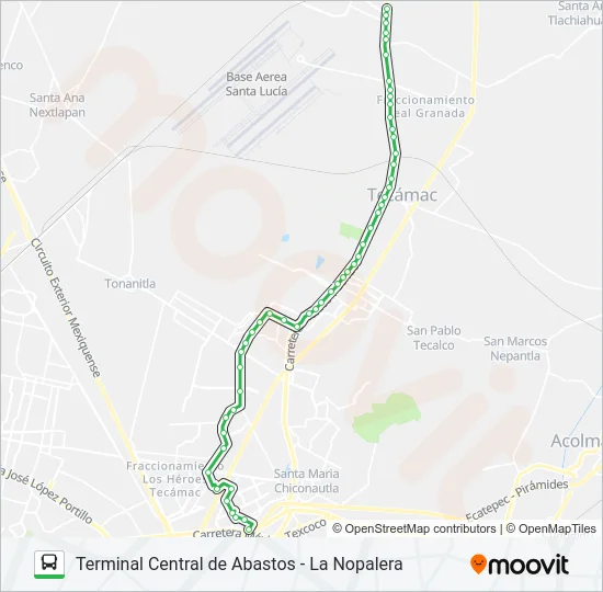 TERMINAL CENTRAL DE ABASTOS - LA NOPALERA Bus Line Map