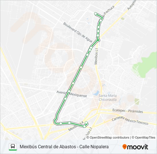 MEXIBÚS CENTRAL DE ABASTOS - CALLE NOPALERA bus Line Map