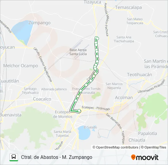 CTRAL. DE ABASTOS - M. ZUMPANGO Bus Line Map