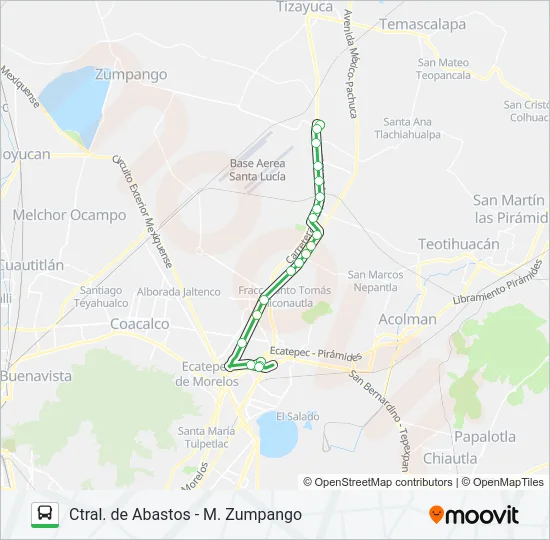 CTRAL. DE ABASTOS - M. ZUMPANGO Bus Line Map