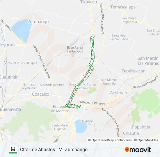 CTRAL. DE ABASTOS - M. ZUMPANGO bus Line Map