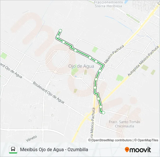 MEXIBÚS OJO DE AGUA - OZUMBILLA Bus Line Map