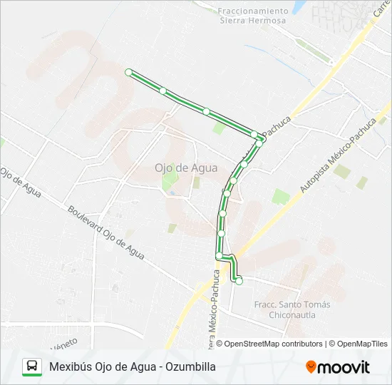MEXIBÚS OJO DE AGUA - OZUMBILLA Bus Line Map