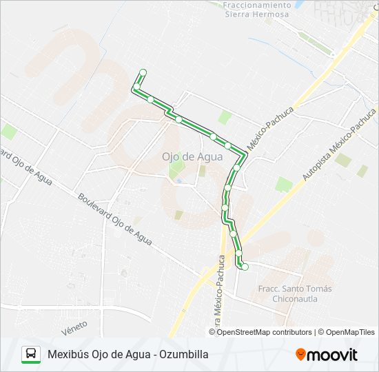MEXIBÚS OJO DE AGUA - OZUMBILLA bus Line Map
