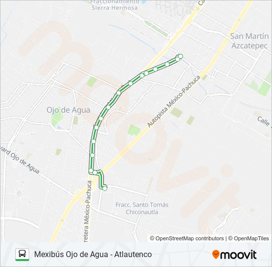 Mapa de MEXIBÚS OJO DE AGUA - ATLAUTENCO de autobús