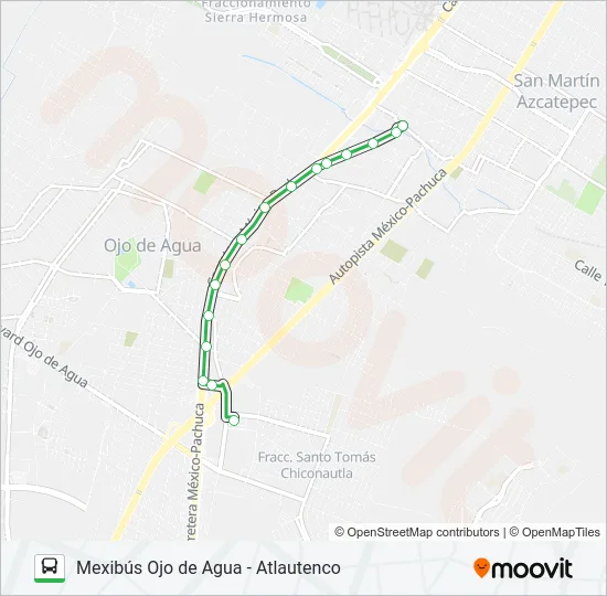 MEXIBÚS OJO DE AGUA - ATLAUTENCO Bus Line Map