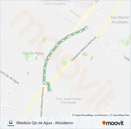 MEXIBÚS OJO DE AGUA - ATLAUTENCO bus Line Map