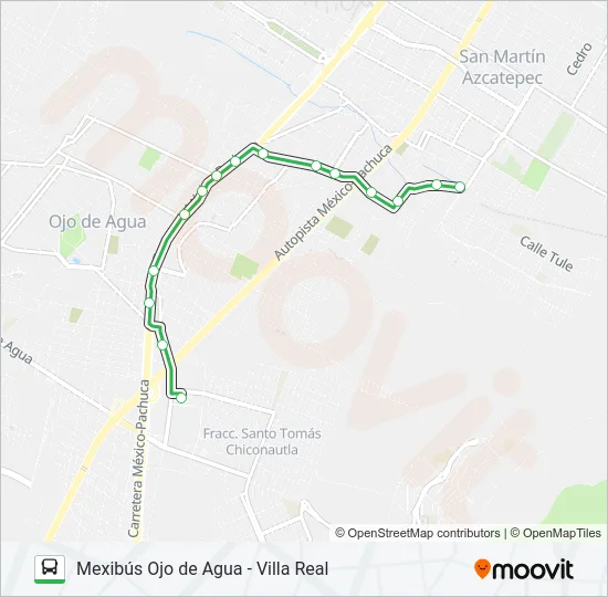 MEXIBÚS OJO DE AGUA - VILLA REAL Bus Line Map