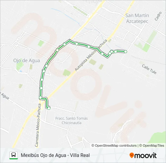 MEXIBÚS OJO DE AGUA - VILLA REAL Bus Line Map