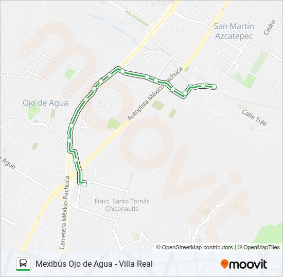 MEXIBÚS OJO DE AGUA - VILLA REAL bus Line Map