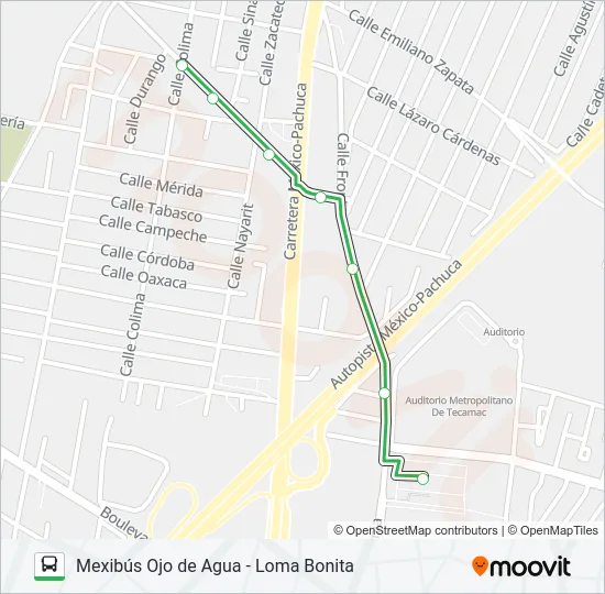 MEXIBÚS OJO DE AGUA - LOMA BONITA Bus Line Map