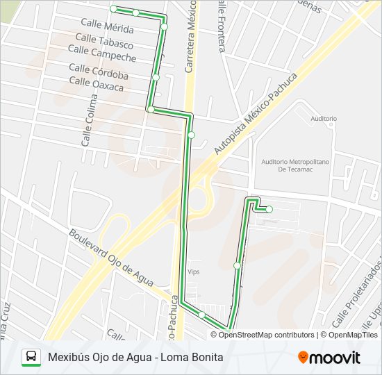MEXIBÚS OJO DE AGUA - LOMA BONITA bus Line Map