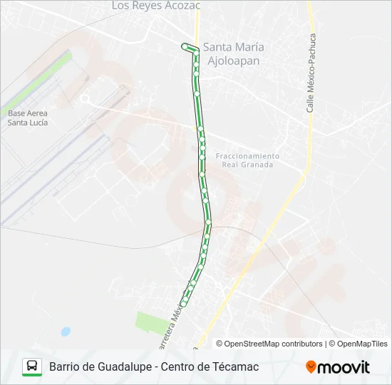 BARRIO DE GUADALUPE - CENTRO DE TÉCAMAC Bus Line Map