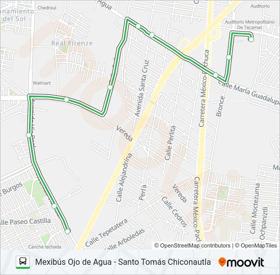 Mapa de MEXIBÚS OJO DE AGUA - SANTO TOMÁS CHICONAUTLA de autobús