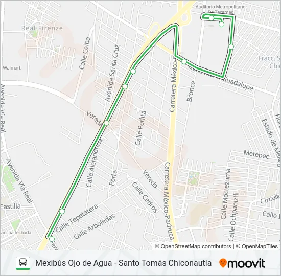 MEXIBÚS OJO DE AGUA - SANTO TOMÁS CHICONAUTLA Bus Line Map