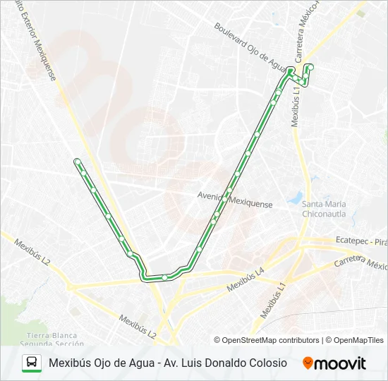 MEXIBÚS OJO DE AGUA - AV. LUIS DONALDO COLOSIO Bus Line Map
