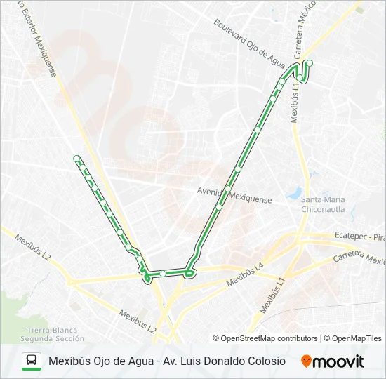 MEXIBÚS OJO DE AGUA - AV. LUIS DONALDO COLOSIO Bus Line Map