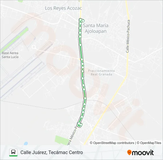 BUENAVISTA, ZUMPANGO - CALLE JUÁREZ, TECÁMAC CENTRO Bus Line Map