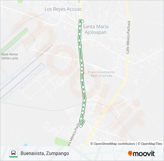 BUENAVISTA, ZUMPANGO - CALLE JUÁREZ, TECÁMAC CENTRO Bus Line Map