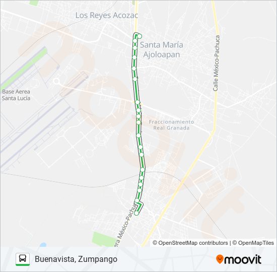 BUENAVISTA, ZUMPANGO - CALLE JUÁREZ, TECÁMAC CENTRO bus Line Map