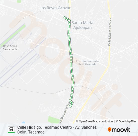 Mapa de CALLE HIDALGO, TECÁMAC CENTRO - AV. SÁNCHEZ COLÍN, TECÁMAC de autobús