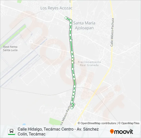 CALLE HIDALGO, TECÁMAC CENTRO - AV. SÁNCHEZ COLÍN, TECÁMAC Bus Line Map