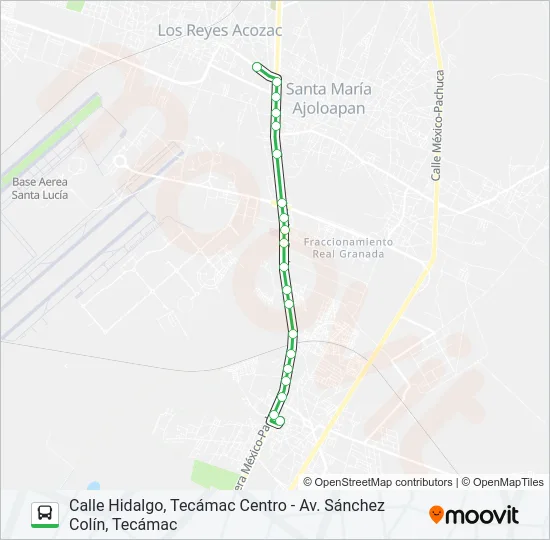 CALLE HIDALGO, TECÁMAC CENTRO - AV. SÁNCHEZ COLÍN, TECÁMAC Bus Line Map