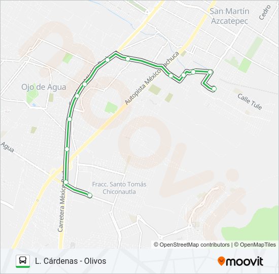 Mapa de L. CÁRDENAS - OLIVOS de autobús