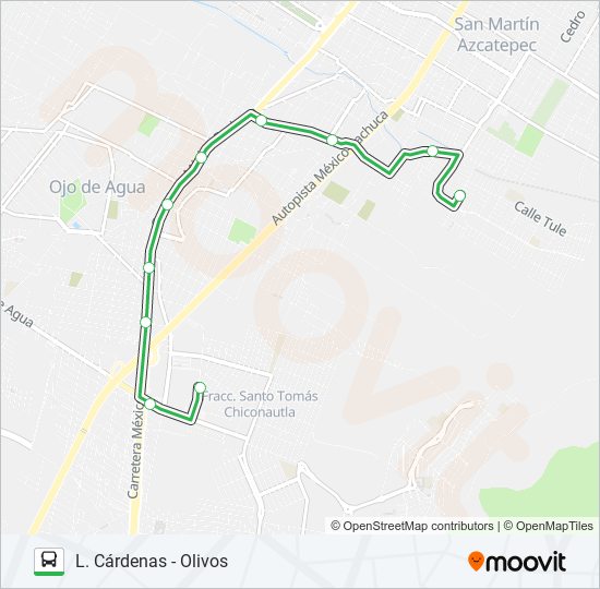 Mapa de L. CÁRDENAS - OLIVOS de autobús