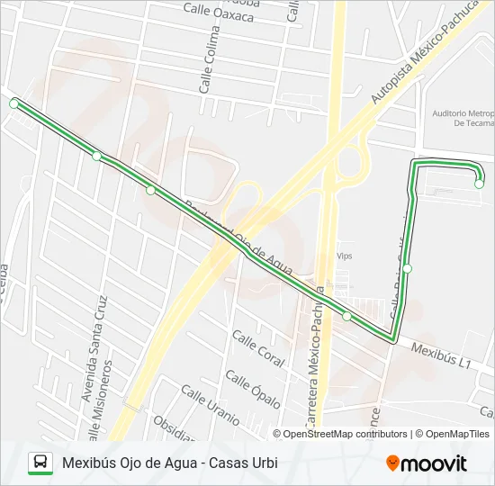 MEXIBÚS OJO DE AGUA - CASAS URBI Bus Line Map