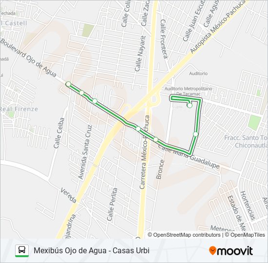 MEXIBÚS OJO DE AGUA - CASAS URBI bus Line Map